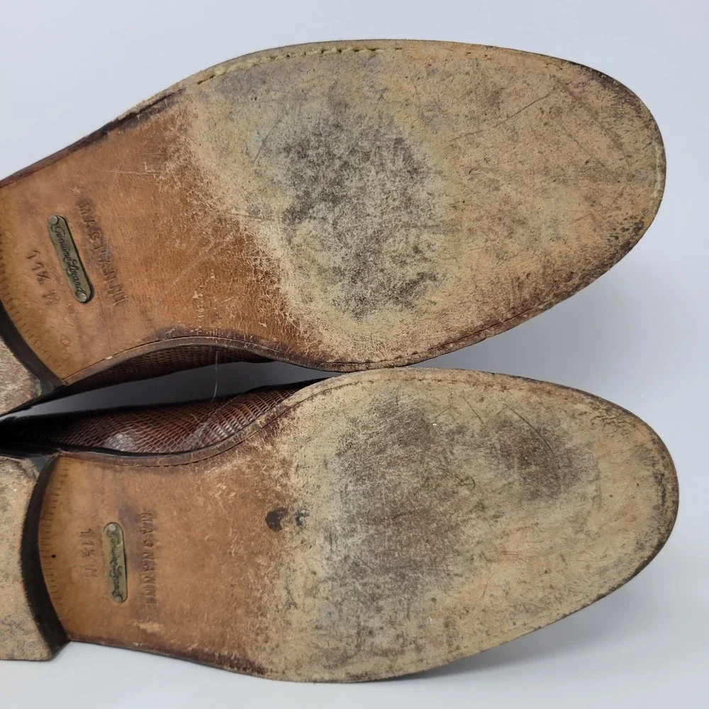 Magnanni Mens 11.5 M Genuine Lizard Penny Loafers Brown Exotic Shoes Spain 8863